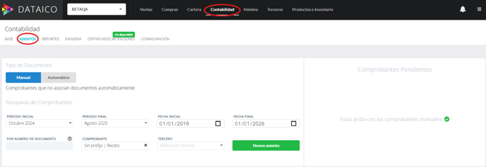 Ruta Contabilidad > Asientos
