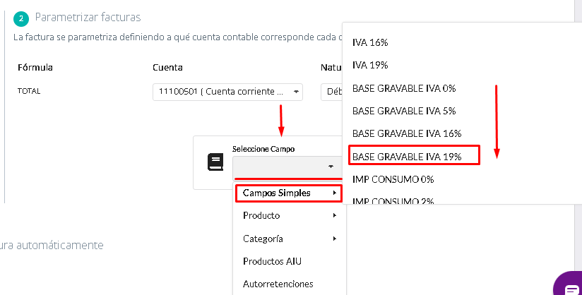 Reglas con diferentes bases gravables