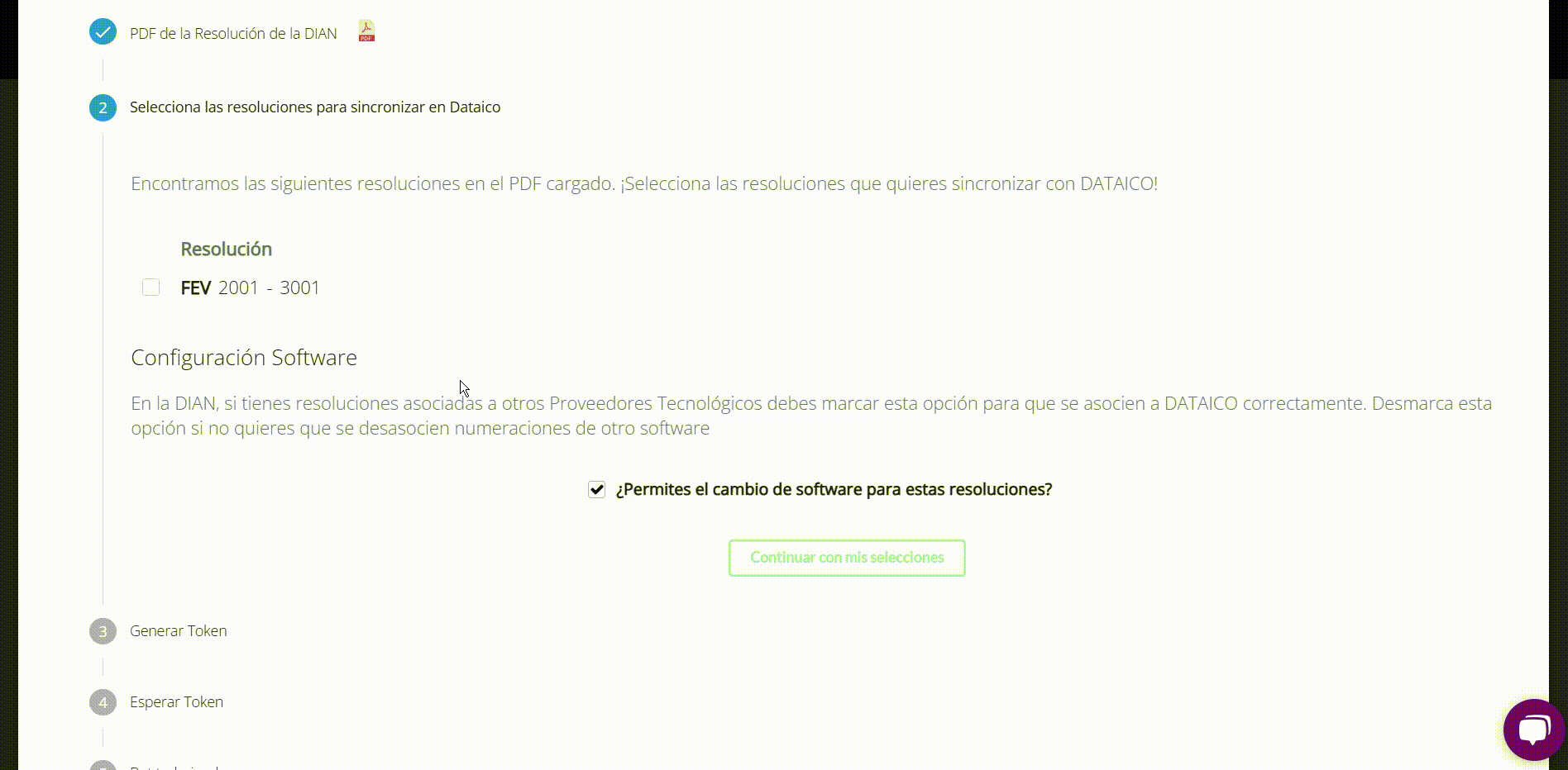 ¿Cómo asociar o actualizar una nueva resolución POS electrónico en Dataico?