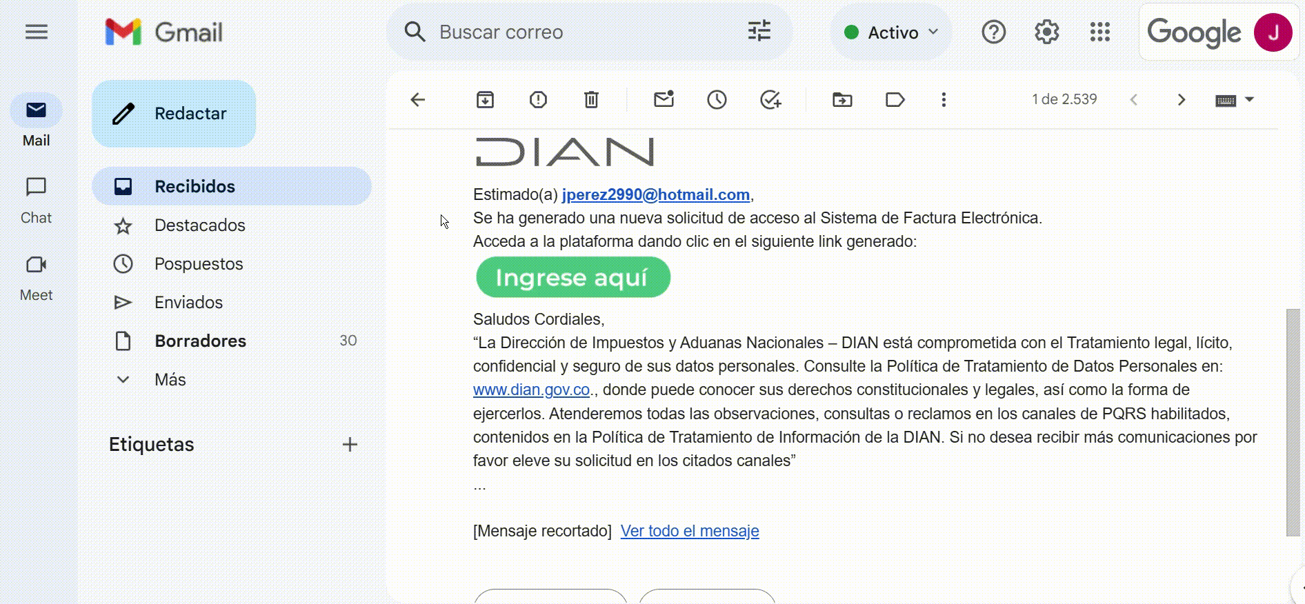 ¿Cómo adjuntar el token de la DIAN en el chat de soporte?